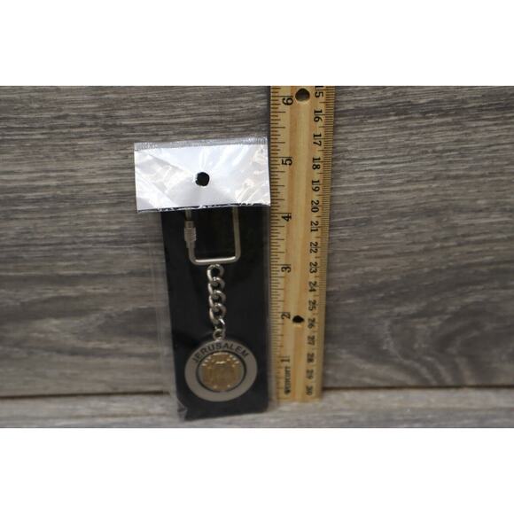 Jerusalem Jesus Mary Metal Keychain Silver Gold Locking Carabiner Screw Ring - Picture 2 of 10